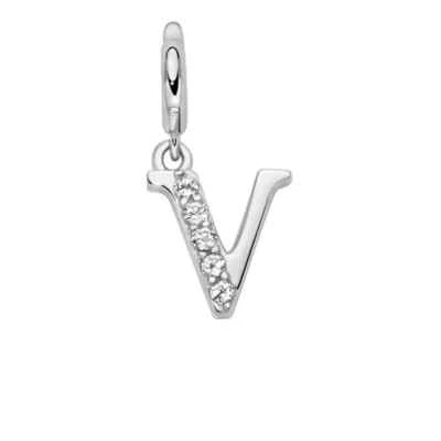 MILUNA  CHARM  PENDENTE  LETTERE   V   ARGENTO 925 E TOPAZI BIANCHI  PFD888-V - Immagine 1 di 2
