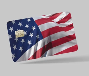 BANDIERA AMERICANA, 2 pz skin carta di credito & CARTA DI DEBITO, TROLLEY & PALESTRA - Foto 1 di 21