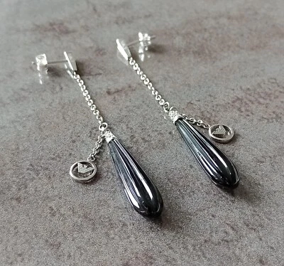 Pendientes Emporio Armani Acero + Circonita Cúbica Negra Pendientes Colgantes De Colección Foto 1 de 4