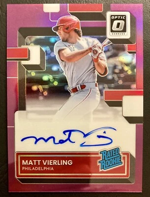 2022 Donruss Optic Rated Rookie Purple Prizm /100 Auto MATT VIERLING RC Tigers - Image 1 of 2
