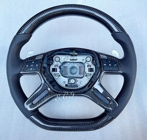 OEM MERCEDES AMG 13~18 G65 G63 ML63 GL63 G550 BLACK CARBON FIBER STEERING WHEEL - Picture 1 of 5