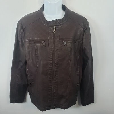 NOVO ~ Jaqueta de couro sintético feminina Maurices grande L zíper completo marrom acolchoada /R48 - Imagem 1 de 4