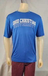 Camisa Top Ohio Christian University Azul MEDIANA Crew Larga Slv Estampado Gráfico NUEVA - Imagen 1 de 6