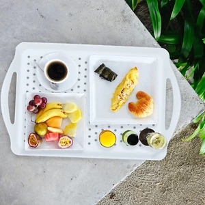 Non Slip Food Serving Tray with Handles, 2-Pack Rectangle Anti-Slip Non-Toxic... - Picture 1 of 12