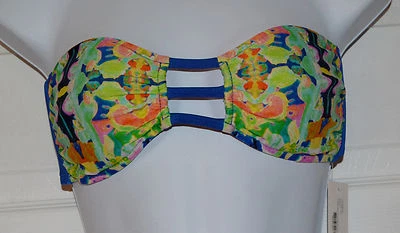Milly Cabana Bikini Bra Top Sz M Strapless Multi Color Swimsuit K23 - Image 1 of 2