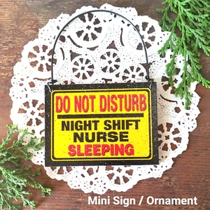 Doorknob Mini Sign * Night Shift Nurse Sleeping Do Not Disturb Medical Hospital  - Picture 1 of 5