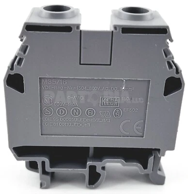 Entrelec M35/16 Terminal Block, Gray, 1SNA115124R0700 - Image 1 of 4