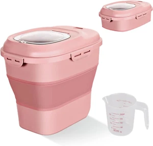 Cereal Rice Food Storage Containers, Collapsible 20 to 50 Lbs Dispenser Bin with - Picture 1 of 6