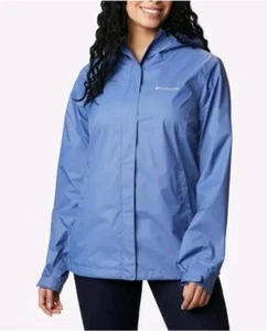 COLUMBIA Arcadia II Rain Jacket Women’s Size S Blue Hooded Windbreaker Zip Up - Picture 1 of 3