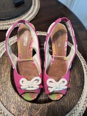 Sperry женщин верхний сидер слинга на танкетке каблуки туфли размер 6,5 М розовый с веревки бант - Изображение 1 из 4