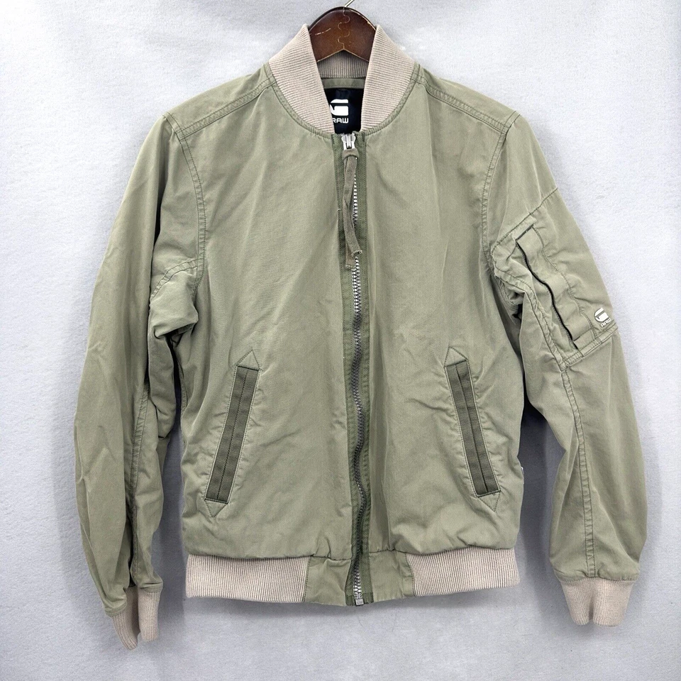 G-Star Raw Batt Cr Bomber Jacket Mens Small Green Zip Minimalist READ DET - Image 1 of 4