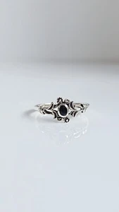 Black Onyx 925 Sterling Silver Ring / Dainty Onyx Ring / Black Stone Ring - Picture 1 of 8
