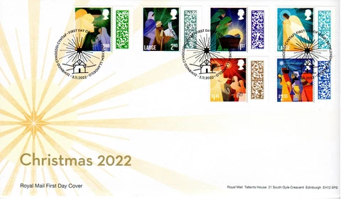 Great Britain Christmas 2022 FDC First Day Cover Royal Mail Bethlehem Postmark Cover