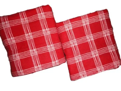 TARGET RED & WHITE FLANNEL PLAID (PAIR) KING PILLOWCASES 20 X 38 - Image 1 of 4
