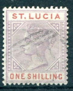 (B027) St Lucia Victoria 1/- Dull Mauve & Red SG 42 VFU cat value £50 in 2018 - Picture 1 of 1