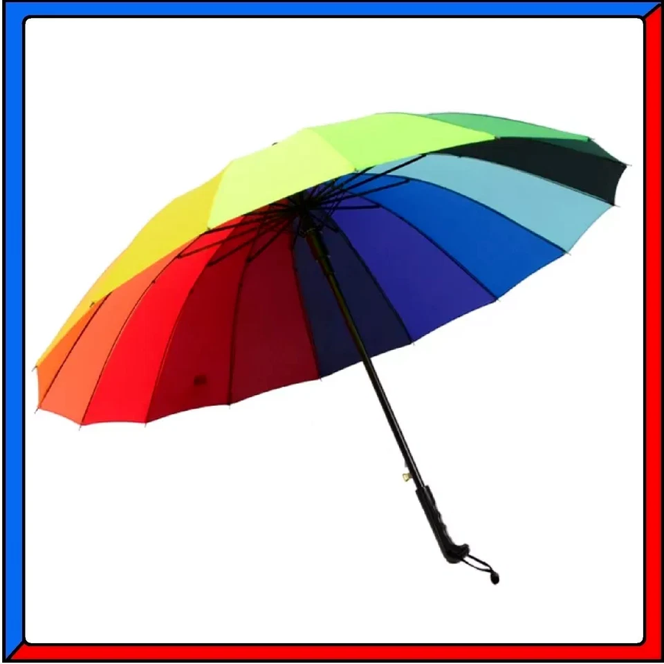 Ombrello da Pioggia Antivento Grande 115cm Colorato Arcobaleno Golf XL - Immagine 1 di 3