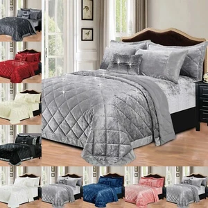 3Piece Throw Velvet Quilted Bedspread Luxury Bedding Set Double King & SuperKing - Picture 1 of 10