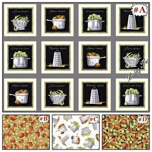 QUILTING TREASURES / CHARLENE AUDRY "CUISINE" POTS & VEGETABLES FABRIC (SELECT) - Picture 1 of 5