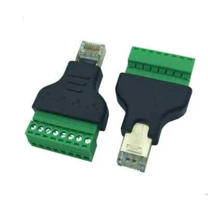 2 PEICE Terminal 8 Pin Block to Ethernet RJ45 Male Plug CCTV Converter Adapter - Picture 1 of 1