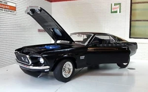 Ford Mustang Boss 429 Black 1969 GT Fastback 1:24 Scale Welly Diecast Model Car - Picture 1 of 12