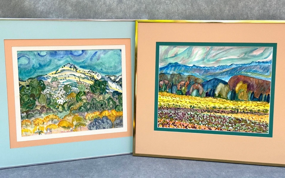 LOTE 2 ACUARELA FAUVISTA DE LOS ALPES FRANCESES PINTURA FIRMADA OTOÑO PAISAJE ARTE FRANCIA Foto 1 de 4