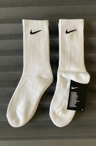 Nike Everyday White Crew Cushioned Cotton Socks Small Girls Kids Woman Men Boys - Picture 1 of 4
