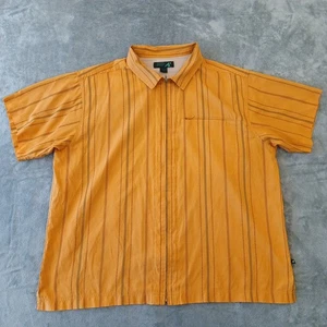 Eastern Mountain Sports Shirt Mens XL Yellow Striped Short Sleeve Full Zip - Picture 1 of 9