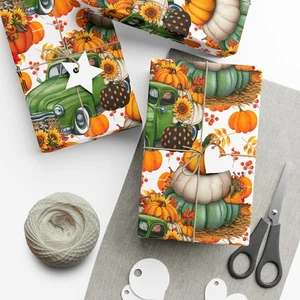 Papel de envolver regalo con temática de otoño, decoración de otoño, papel de envolver de Acción de Gracias - Imagen 1 de 25