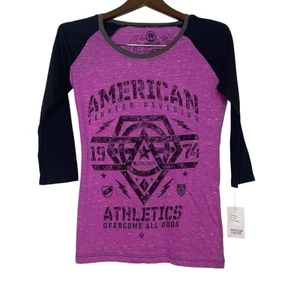 American Fighter Shirt Damen Größe Medium lila 3/4 Arm Y2K Vibes - Bild 1 von 4