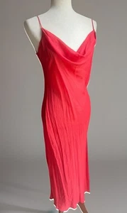 VTG Victorias Secret Red Silk Maxi Slip Dress Gown Long Backless Medium FLAW - Picture 1 of 12