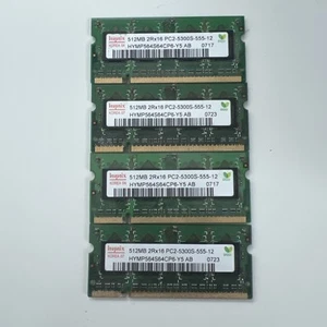 4x Hynix 512MB PC2-5300 DDR2-333MHz So-Dimm HYMP564S64CP6-Y5 2GB DDR2 - Picture 1 of 1