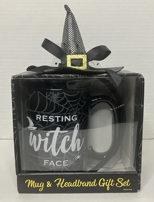NIB Resting Witch Face Coffee Mug & Headband Gift Set - Image 1 of 3