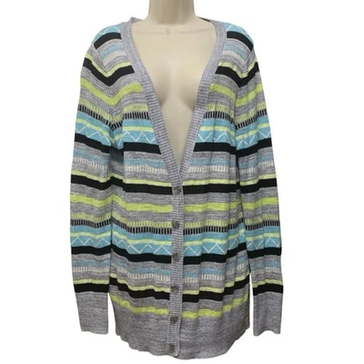 Mossimo Supply Co. Women's Button Up Multicolor Ribbed Stripped Cardigan Sz XXL - Image 1 of 4