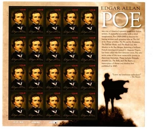 U.S. #4377MNH, EDGAR  ALLAN POE Sheet,  42 Cent, FV $8.40 (2009) - Picture 1 of 2