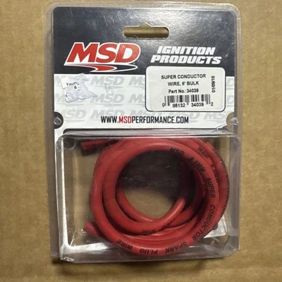 Fio de vela de ignição MSD ignição 34039 vermelho 6 pés comprimento 8,5 mm supercondutor - Imagem 1 de 2