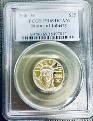 2000 W 1/4th Toz Proof Platinum Eagle $25 Dollars .9995 Bullion Coin PR-69 PCGS - Image 1 of 4