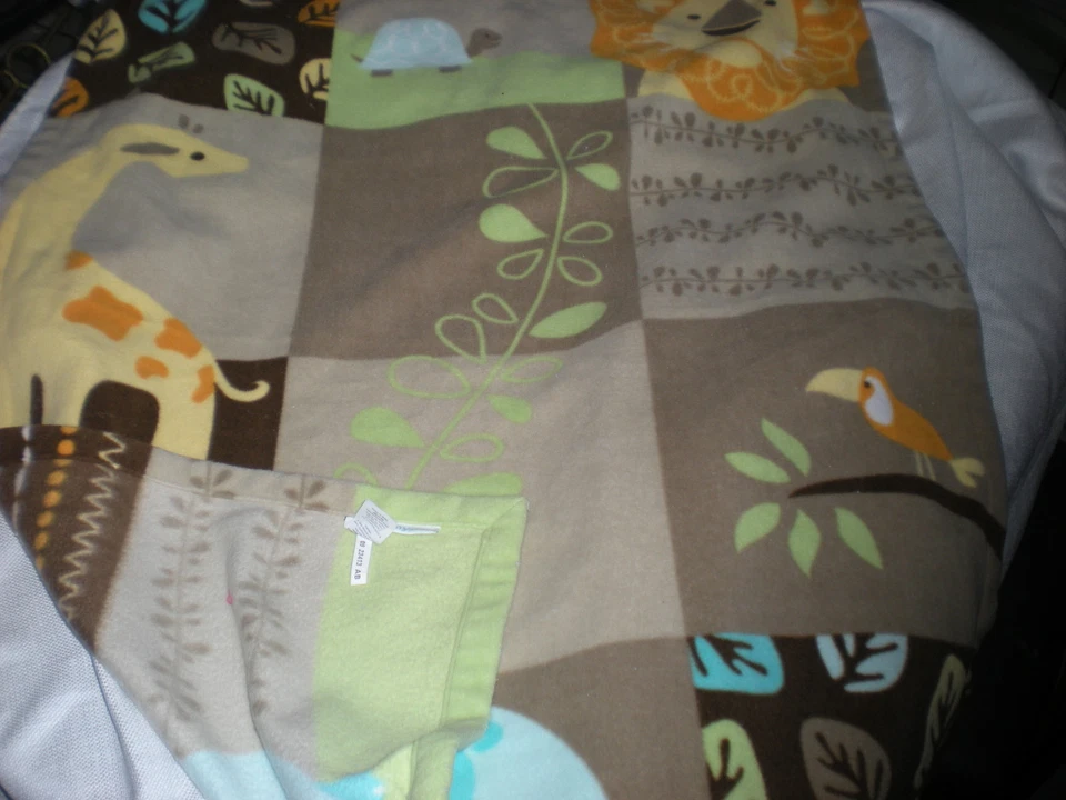 amy coe  BABY SOFT  BLANKET brown green animal jungle safari lovey Foto 1 de 1