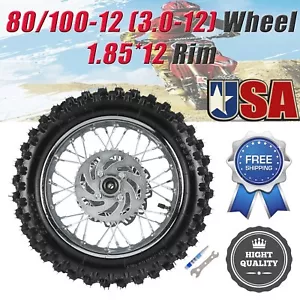 12" Rear Wheel 3.00-12 80/100-12 Tire & Rim For Dirt Pit Bike Apollo SSR Taotao - Picture 1 of 11