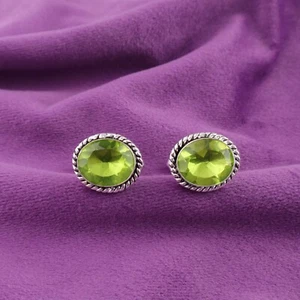 August Peridot Edelstein 925 Silber grün Bräutigam Geschenk Luxus Manschettenknöpfe Schmuck - Bild 1 von 6