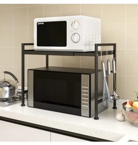 2 Tier Expandable Metal Microwave Oven Rack Shelf Kitchen Supplies Rice Cooker S - Picture 1 of 6