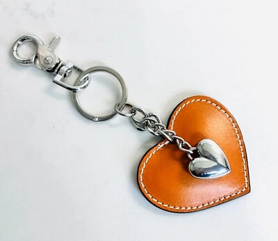 Брелок в форме сердца натуральная итальянская кожа - Изображение 1 из 4