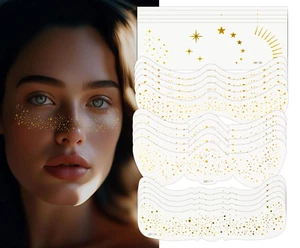 20 PCS Glitter Fake Freckles Temporary Face Tattoo for Women and Kids, Gold Face - Picture 1 of 12