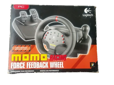 Logitech MOMO Racing Steering Wheel rare Pedals PC Vintage  gamers tested nascar - Image 1 of 4