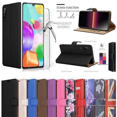 For Sony Xperia L4, Slim Leather Wallet Phone Case Cover + Screen Tempered Glass - Image 1 of 4