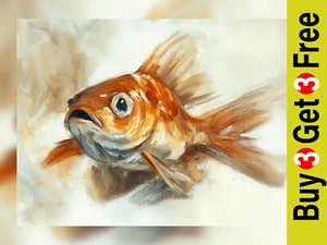 Graceful Goldfish Portrait 5"x7" Print on Matte Paper | Elegant Aquatic Artwork - Picture 1 of 16