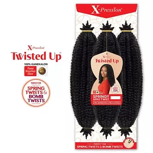 2-PACK Outre Crochet Braid X-Pression Twisted Up 3X Springy Afro Twist 16" (1B) - Picture 1 of 6