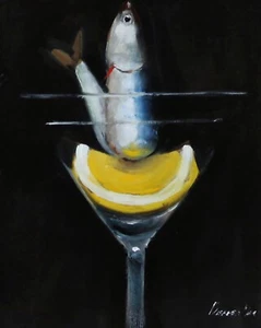Still Life LEMON AND FISH Oil painting by Natalia Demenko 8x10 - Picture 1 of 12