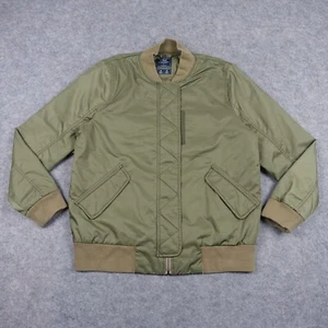 Abercrombie & Fitch Jacket Mens Large Green Bomber Coat Olive Full Zip VTG Y2K - Picture 1 of 21