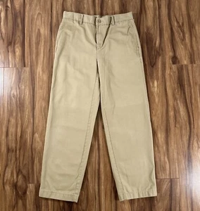 Lands End Boys Pants 16 (13-14 years) Beige Khaki Flat Front Uniform Trousers - Picture 1 of 15