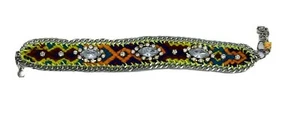 Multi Color String Braid Rhinestone Chain Bracelet 7” - Picture 1 of 5